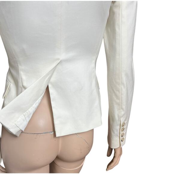 Theory Ivory Two Buttons Blazer Size 2 Cotton Blend Stretchy Fabric Made in USA - Picture 7 of 9